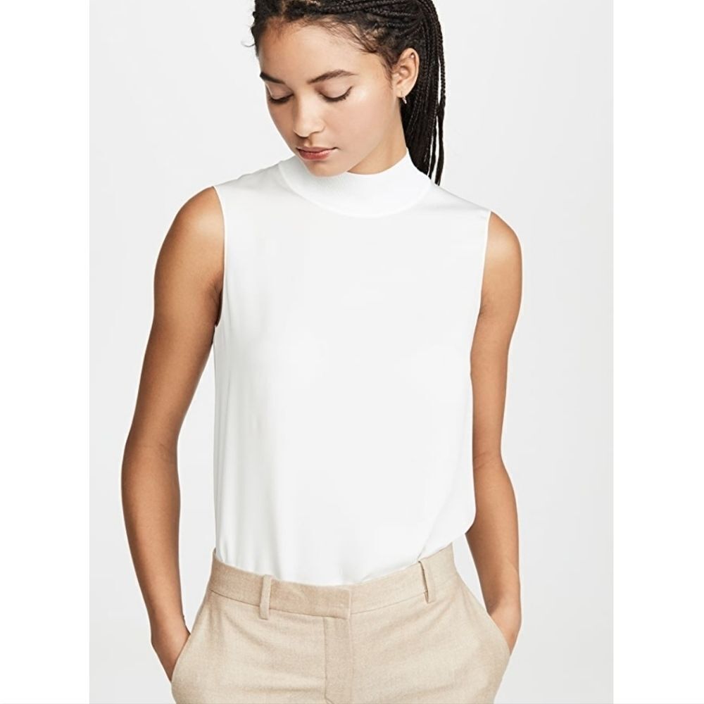 Theory Women's Rib Neck Silk Shell Blouse Size Petite Small